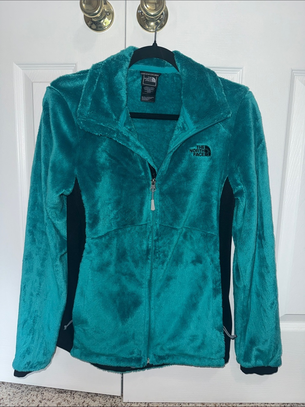 The North Face Teal Plush Full-Zip Teddy Jacket